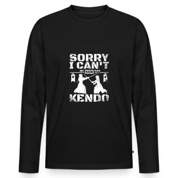 Désolé je ne peux pas, mon fils a du Kendo - T-shirt manches longues Premium bio Homme - noir - Devant - Nico (187cm)