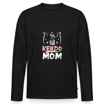 Fête des Mères Kendo Mama Mom - T-shirt manches longues Premium bio Homme - noir - Devant - Nico (187cm)
