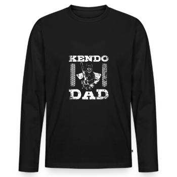 Fête des Pères Kendo Papa Papa - T-shirt manches longues Premium bio Homme - noir - Devant - Nico (187cm)