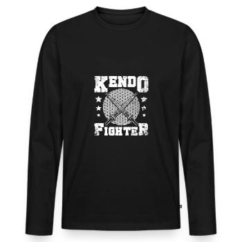 Combattant de Kendo - T-shirt manches longues Premium bio Homme - noir - Devant - Nico (187cm)
