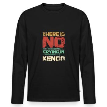 Il n’y a pas de pleurs dans le Kendo - T-shirt manches longues Premium bio Homme - noir - Devant - Nico (187cm)