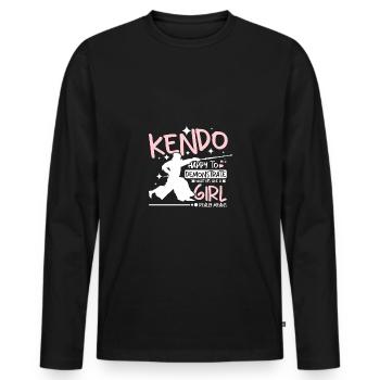 Kendo heureux de montrer ce qui frappait comme une fille - T-shirt manches longues Premium bio Homme - noir - Devant - Nico (187cm)