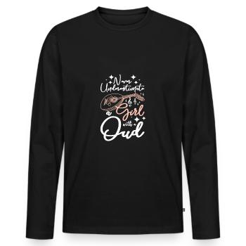 Never underestimate a girl with a oud - Men's Premium Organic Long Sleeve Shirt - black - Front - Nico (187cm)
