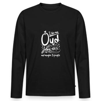 I like my Oud and maybe 3 people - Men's Premium Organic Long Sleeve Shirt - black - Front - Nico (187cm)
