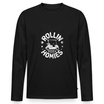 Rollin with my homies golf cart - Men's Premium Organic Long Sleeve Shirt - black - Front - Nico (187cm)