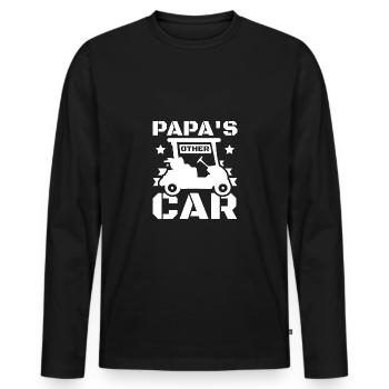 Fathers day Golfing golf cart papa's car - Men's Premium Organic Long Sleeve Shirt - black - Front - Nico (187cm)