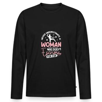 Never underestimate a woman who does escrima - Men's Premium Organic Long Sleeve Shirt - black - Front - Nico (187cm)