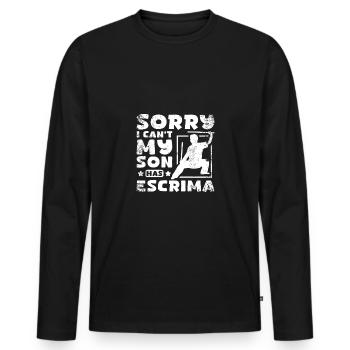 Sory I can't my son has Escrima - Men's Premium Organic Long Sleeve Shirt - black - Front - Nico (187cm)