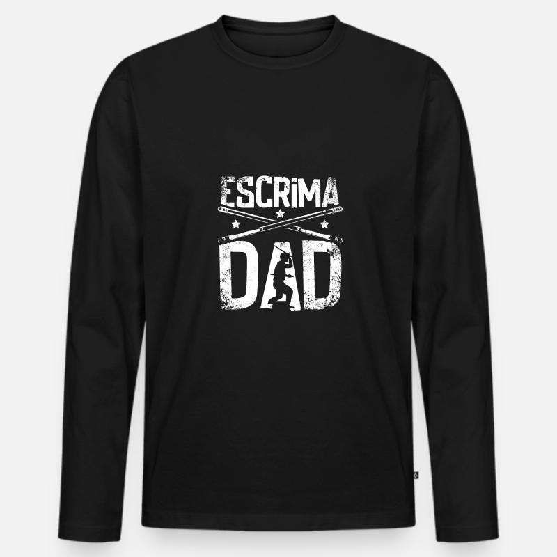 Father's day Escrima dad - Männer Premium Bio Langarmshirt - Schwarz