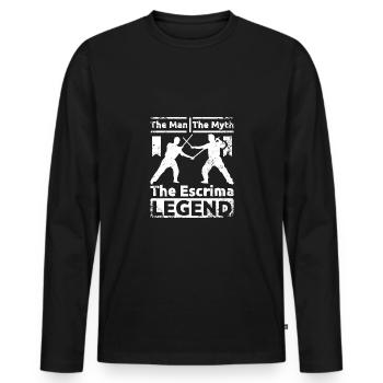 The Man The Myth The Escrima Legend - Men's Premium Organic Long Sleeve Shirt - black - Front - Nico (187cm)