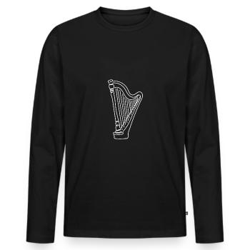 Drawn line art harp - Männer Premium Bio Langarmshirt - Schwarz - Vorne - Nico (187cm)