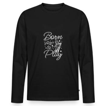 Born to play harp - Men's Premium Organic Long Sleeve Shirt - black - Front - Nico (187cm)