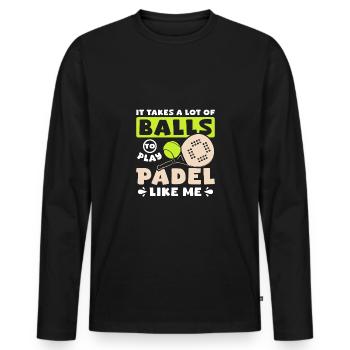 Il faut beaucoup de ballons pour jouer au Padel comme moi - T-shirt manches longues Premium bio Homme - noir - Devant - Nico (187cm)