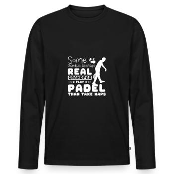 Certains grands-pères font la sieste, de vrais grands-pères jouent au padel - T-shirt manches longues Premium bio Homme - noir - Devant - Nico (187cm)