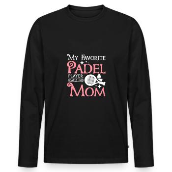 Mother's day My favorite padel player calls me mom - Men's Premium Organic Long Sleeve Shirt - black - Front - Nico (187cm)