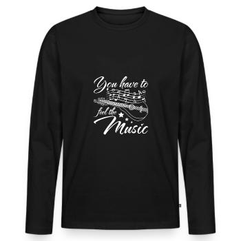 You have to feel the music play Mandolin - Men's Premium Organic Long Sleeve Shirt - black - Front - Nico (187cm)