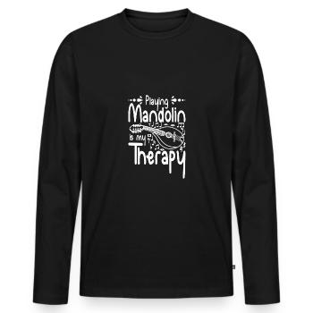 Playing Mandolin is my therapy - Männer Premium Bio Langarmshirt - Schwarz - Vorne - Nico (187cm)