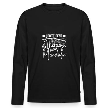 Je n’ai pas besoin de thérapie, j’ai ma mandoline - T-shirt manches longues Premium bio Homme - noir - Devant - Nico (187cm)