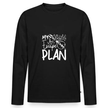 Playing Mandolin is my escape plan - Männer Premium Bio Langarmshirt - Schwarz - Vorne - Nico (187cm)