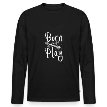 Né pour jouer de la mandoline - T-shirt manches longues Premium bio Homme - noir - Devant - Nico (187cm)