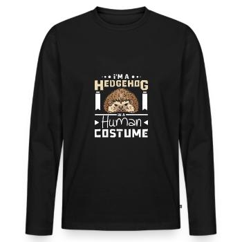 Je suis un hérisson en costume humain - T-shirt manches longues Premium bio Homme - noir - Devant - Nico (187cm)