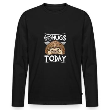 Pas de câlins aujourd’hui hérisson - T-shirt manches longues Premium bio Homme - noir - Devant - Nico (187cm)