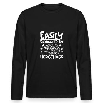 Facilement distrait par les hérissons - T-shirt manches longues Premium bio Homme - noir - Devant - Nico (187cm)