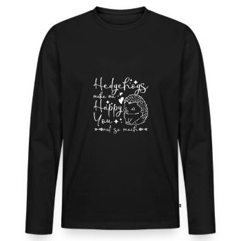 Les hérissons me rendent heureux toi pas tellement - T-shirt manches longues Premium bio Homme - noir - Devant - Nico (187cm)