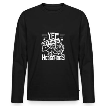 , je parle aux hérissons - T-shirt manches longues Premium bio Homme - noir - Devant - Nico (187cm)