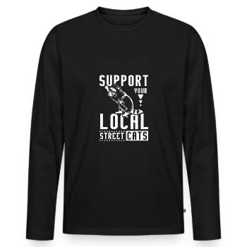 Support your local street cats raccoon - Men's Premium Organic Long Sleeve Shirt - black - Front - Nico (187cm)