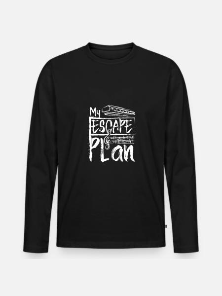 My escape plan playing harmonica - Men's Premium Organic Long Sleeve Shirt - black
