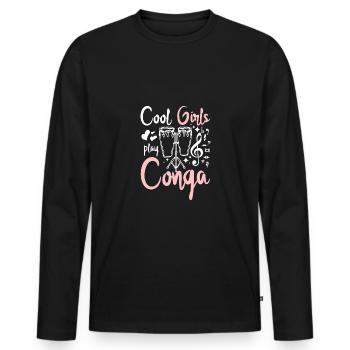 Les filles cool jouent à la conga - T-shirt manches longues Premium bio Homme - noir - Devant - Nico (187cm)