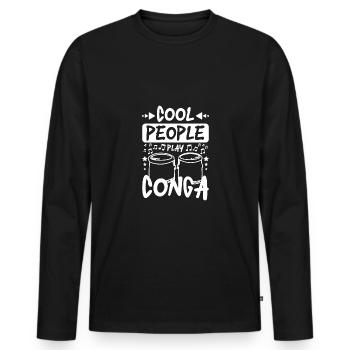 Des gens cool jouent de la conga - T-shirt manches longues Premium bio Homme - noir - Devant - Nico (187cm)