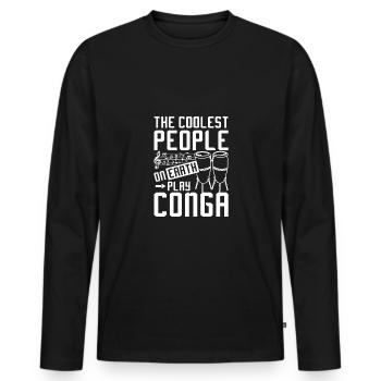 Les gens les plus cool du monde jouent à la conga - T-shirt manches longues Premium bio Homme - noir - Devant - Nico (187cm)