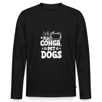 Jouez aux chiens de compagnie conga - T-shirt manches longues Premium bio Homme - noir - Devant - Nico (187cm)