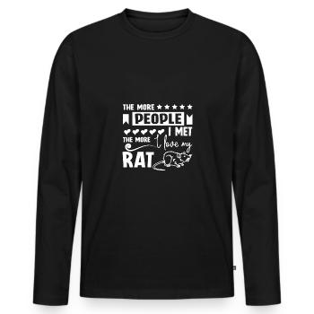 The more people I met the more I love my rat - Männer Premium Bio Langarmshirt - Schwarz - Vorne - Nico (187cm)