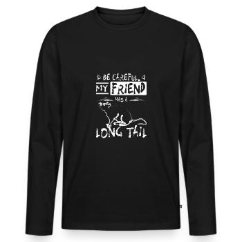 Drôle de rat de compagnie, fais attention mon ami a une longue queue - T-shirt manches longues Premium bio Homme - noir - Devant - Nico (187cm)