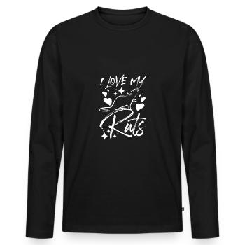 I love my pet rats - Männer Premium Bio Langarmshirt - Schwarz - Vorne - Nico (187cm)
