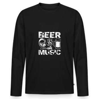 Beer and Music - Männer Premium Bio Langarmshirt - Schwarz - Vorne - Nico (187cm)