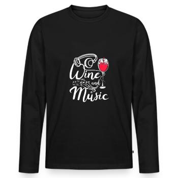 Wine and Music - Männer Premium Bio Langarmshirt - Schwarz - Vorne - Nico (187cm)