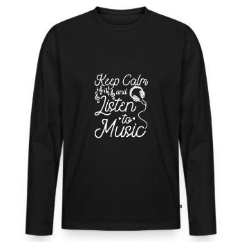 Keep calm and listen to music - Männer Premium Bio Langarmshirt - Schwarz - Vorne - Nico (187cm)