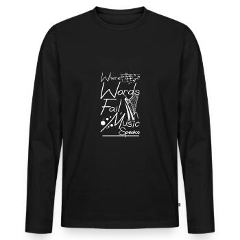 Where words fail, music speaks - Männer Premium Bio Langarmshirt - Schwarz - Vorne - Nico (187cm)