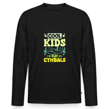 Children cool kids play Cymbals - Men's Premium Organic Long Sleeve Shirt - black - Front - Nico (187cm)