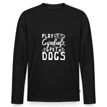 Propriétaire de chien jouer des cymbales chiens de compagnie - T-shirt manches longues Premium bio Homme - noir - Devant - Nico (187cm)