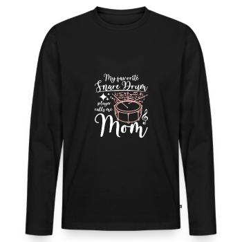 Mon joueur de caisse claire préféré m’appelle maman - T-shirt manches longues Premium bio Homme - noir - Devant - Nico (187cm)