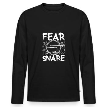 Jouer de la caisse claire, peur de la caisse claire - T-shirt manches longues Premium bio Homme - noir - Devant - Nico (187cm)
