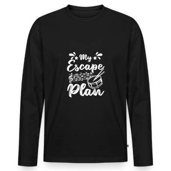 Mon plan d’évasion : jouer de la caisse claire - T-shirt manches longues Premium bio Homme - noir - Devant - Nico (187cm)