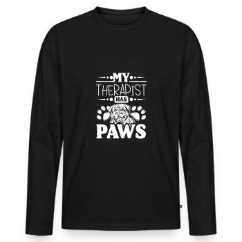 Mon thérapeute a des pattes de propriétaire de rottweiler - T-shirt manches longues Premium bio Homme - noir - Devant - Nico (187cm)