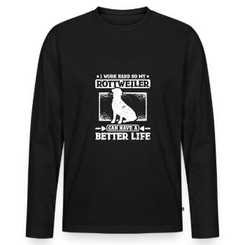 Travailler dur pour que mon rottweiler puisse avoir une vie meilleure - T-shirt manches longues Premium bio Homme - noir - Devant - Nico (187cm)