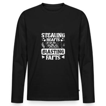 Le propriétaire d’un rottweiler vole des cœurs en faisant exploser des pets - T-shirt manches longues Premium bio Homme - noir - Devant - Nico (187cm)